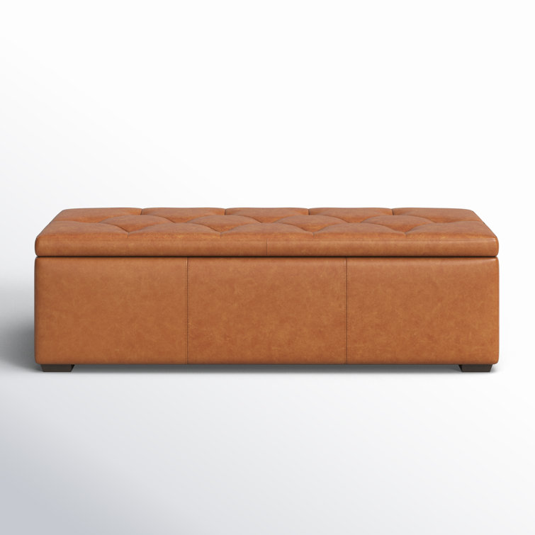 Lakeport Full Grain Genuine Italian Leather Storage Ottoman